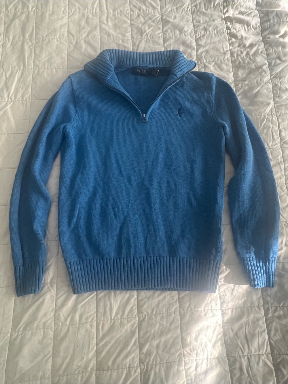 Ralph Lauren Men’s Sky Blue Quarter-Zip Cotton Sweater